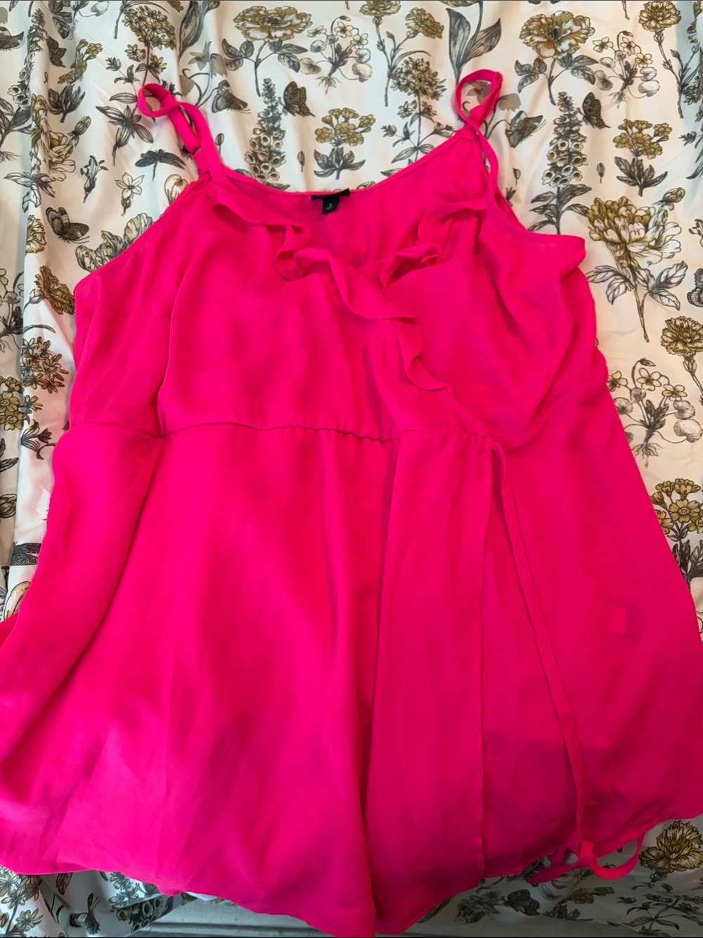 Torrid Bright Pink Ruffle Tie-Strap Women’s Tank Top
